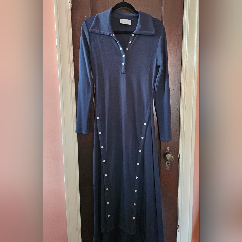 Modern Citizen Navy Long Sleeve Dress with Button Detail